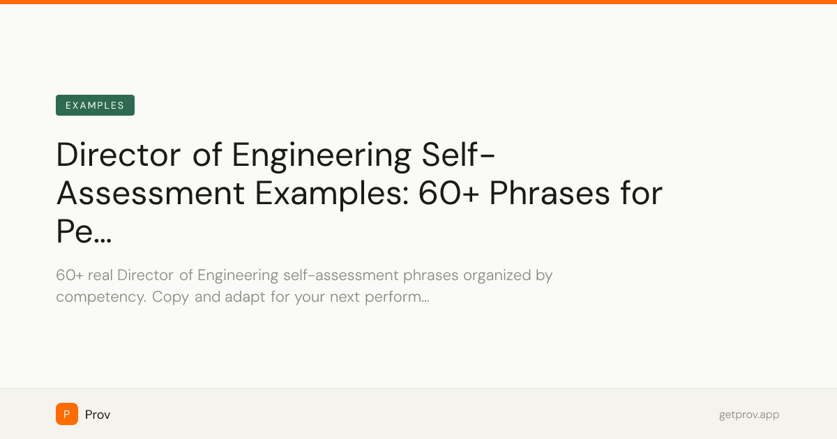 Director of Engineering Self-Assessment Examples: 60+ Phrases for ...