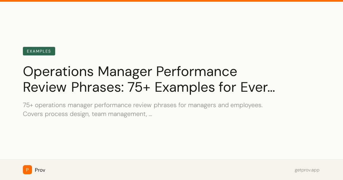 Operations Admin Review Operations Manager Performance Review Phrases: 75+ Examples for Every ...